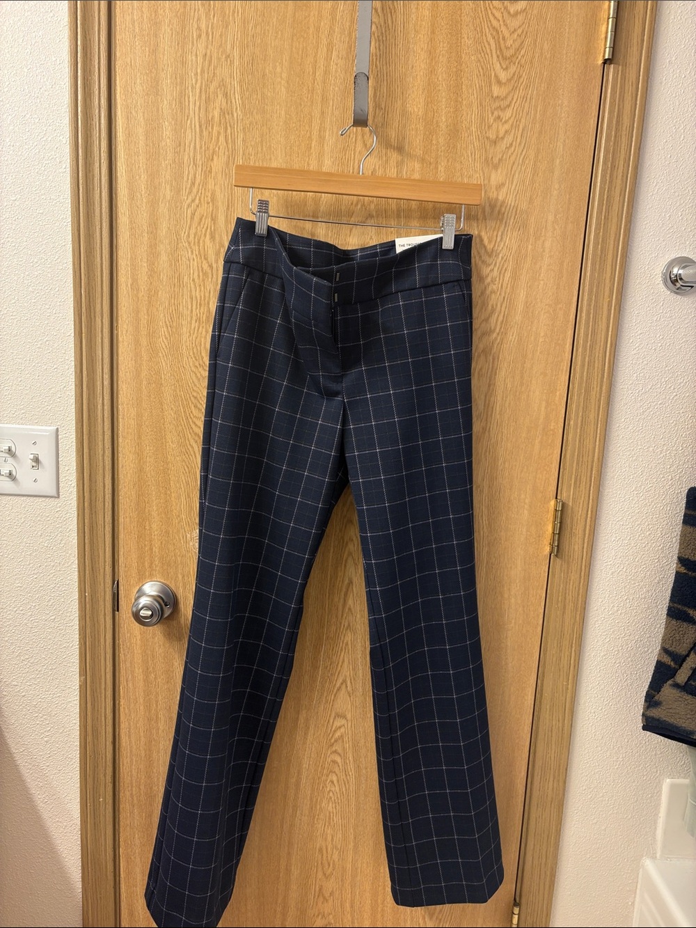 Ann Taylor Navy Windowpane Dress Trousers